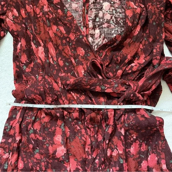 Free People Womens Maroon Berry Combo All The Right Ruffles Short Romper - Picture 9 of 11